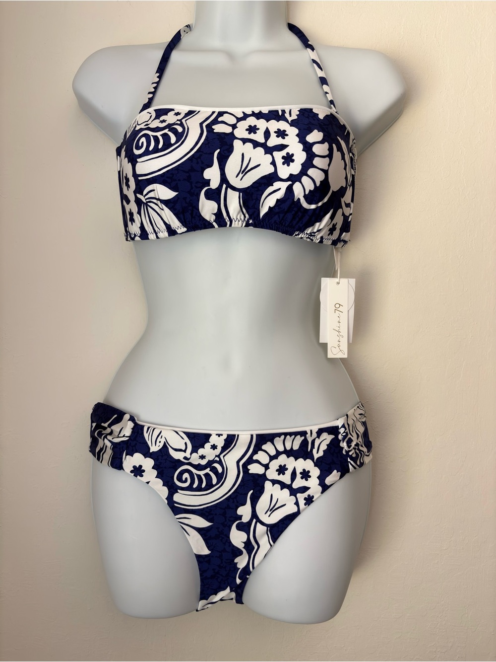 SUNSHINE 79 Bandeau Top & Side Shirred Hipster Bottom in Flower Trip Size 6 NEW
